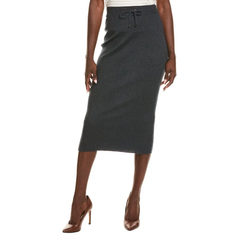 BRUNELLO CUCINELLI WOMEN'S DARK BLUE CASHMERE PENCIL SKIRT made by Brunello Cucinelli