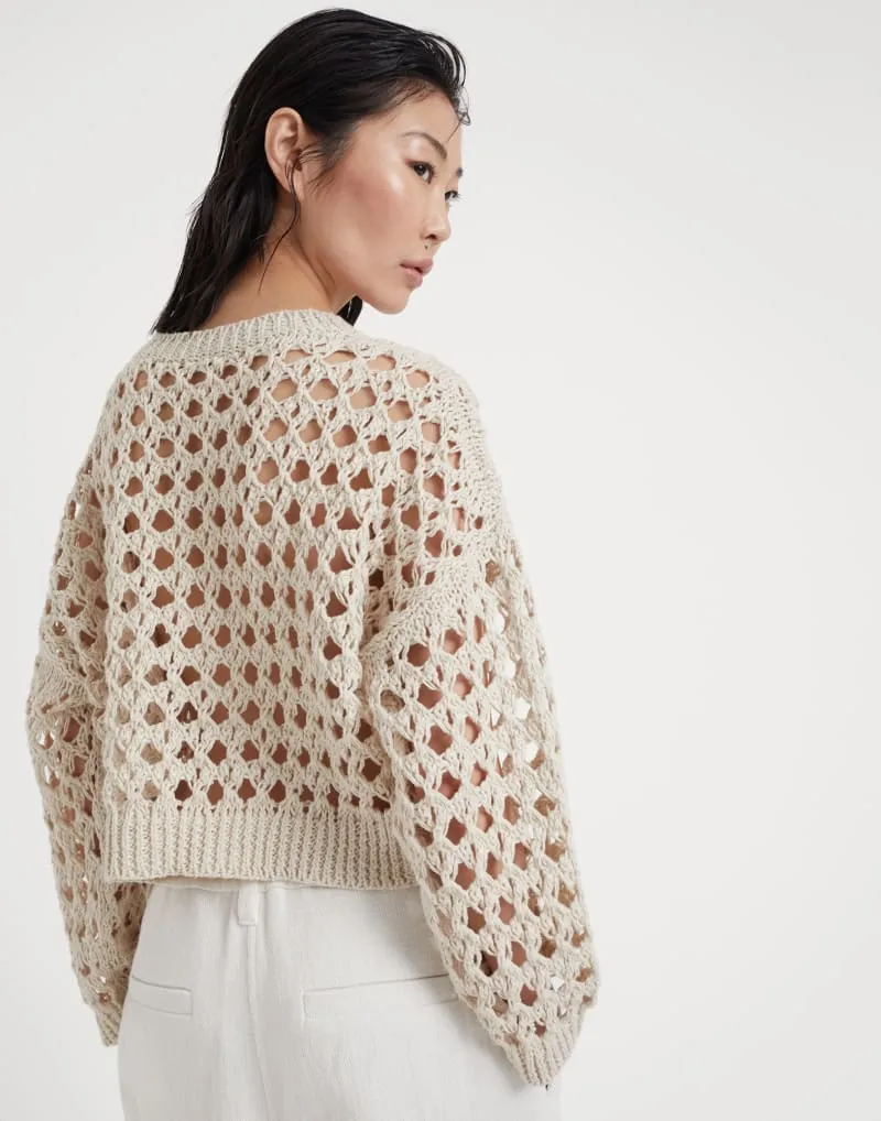 BRUNELLO CUCINELLI WOMEN'S BEIGE OPENWORK KNIT SWEATER sold by Lord & Taylor product image thumbnail 2