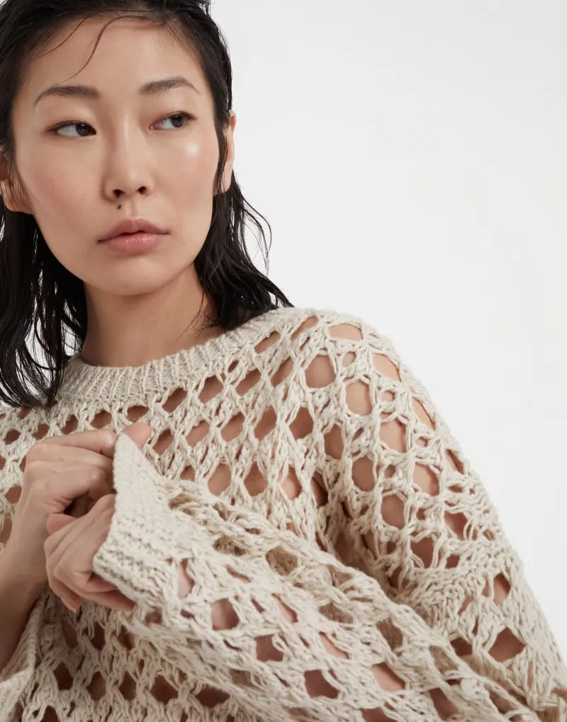 BRUNELLO CUCINELLI WOMEN'S BEIGE OPENWORK KNIT SWEATER sold by Lord & Taylor product image thumbnail 3