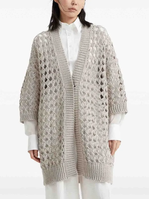 BRUNELLO CUCINELLI WOMEN'S LIGHT BEIGE OPENWORK SWEATER sold by Lord & Taylor product image thumbnail 3
