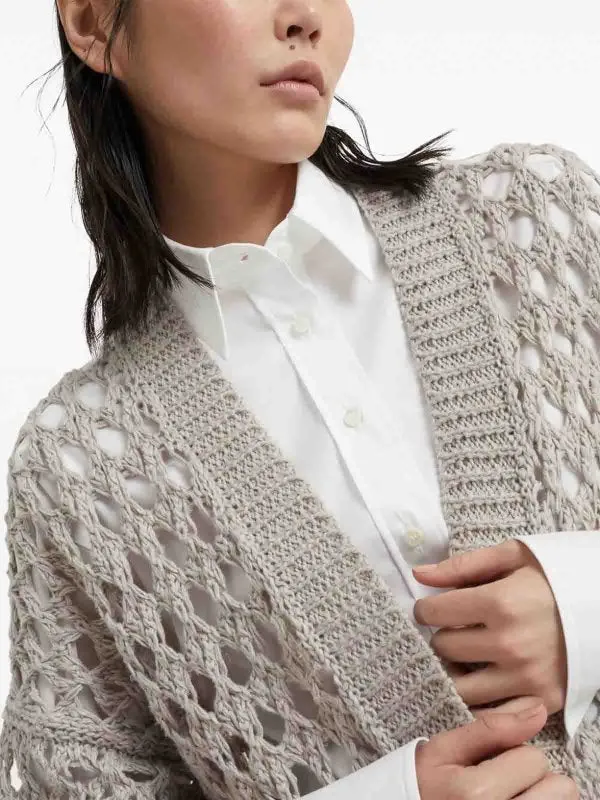 BRUNELLO CUCINELLI WOMEN'S LIGHT BEIGE OPENWORK SWEATER sold by Lord & Taylor product image thumbnail 4