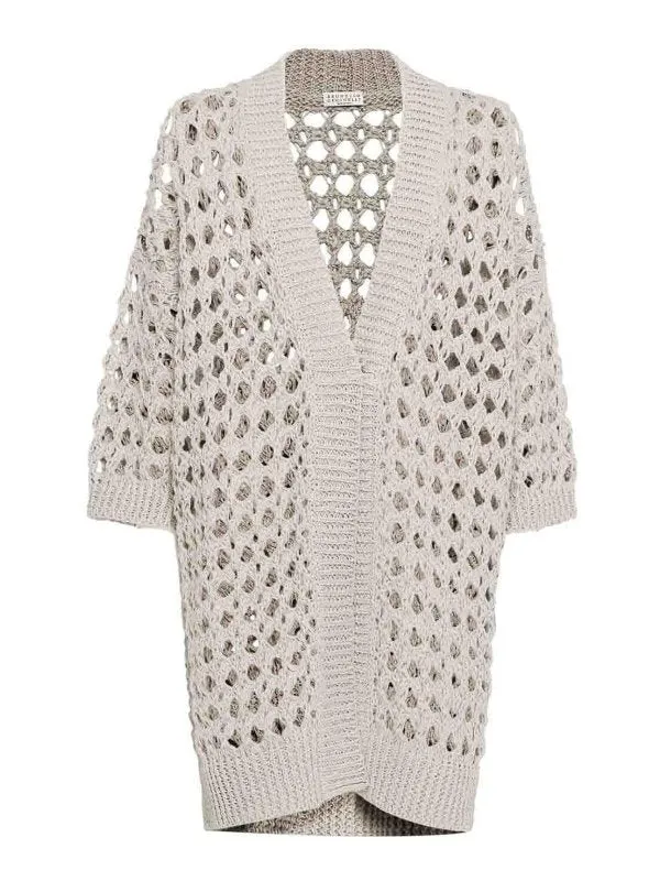 BRUNELLO CUCINELLI WOMEN'S LIGHT BEIGE OPENWORK SWEATER sold by Lord & Taylor