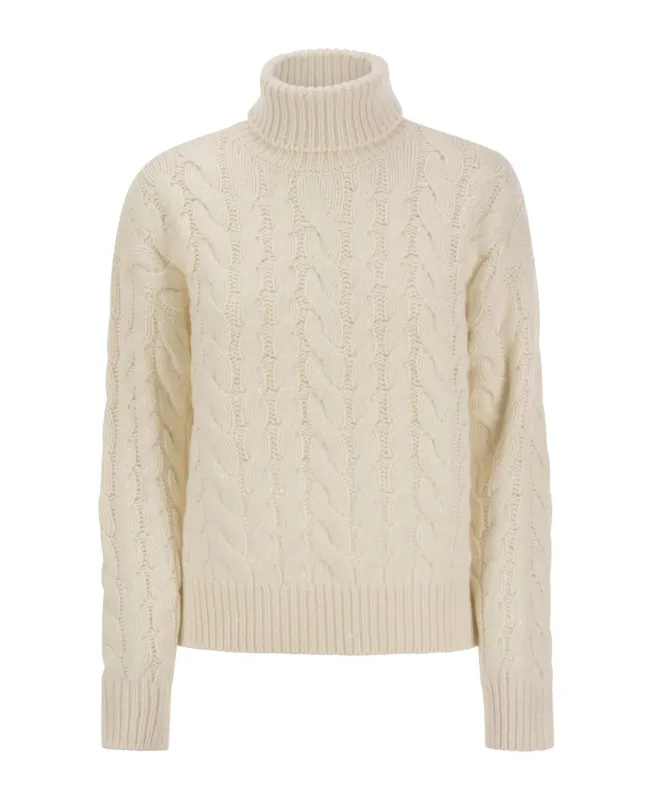 BRUNELLO CUCINELLI WOMEN'S IVORY WOOL SILK SWEATER made by Brunello Cucinelli