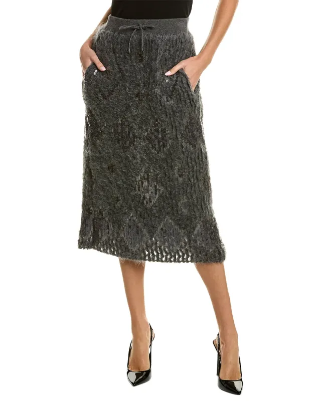 BRUNELLO CUCINELLI WOMEN'S DARK GREY WOOL SKIRT made by Brunello Cucinelli