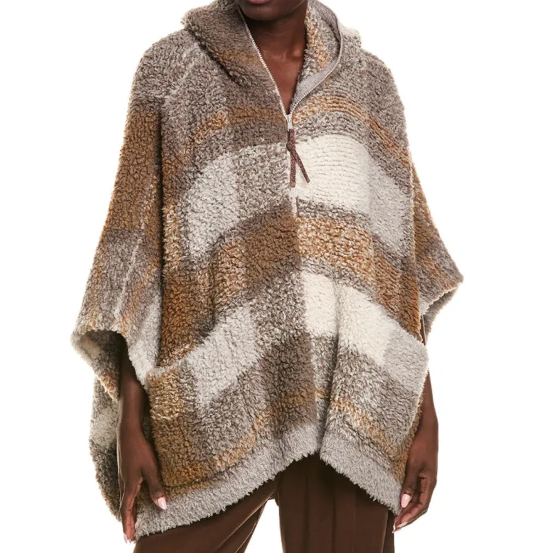BRUNELLO CUCINELLI WOMEN'S TAUPE CASHMERE HOODED PONCHO JACKET made by Brunello Cucinelli