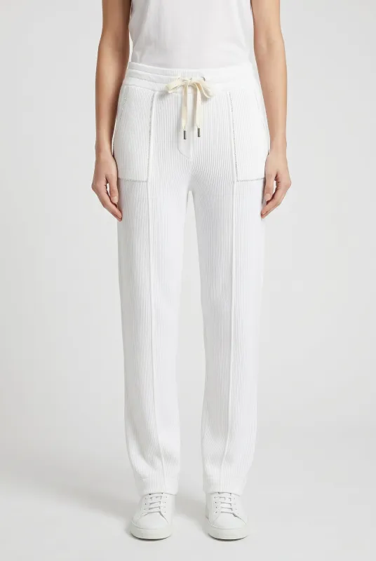 BRUNELLO CUCINELLI WOMEN'S WHITE RELAXED COTTON TROUSERS made by Brunello Cucinelli