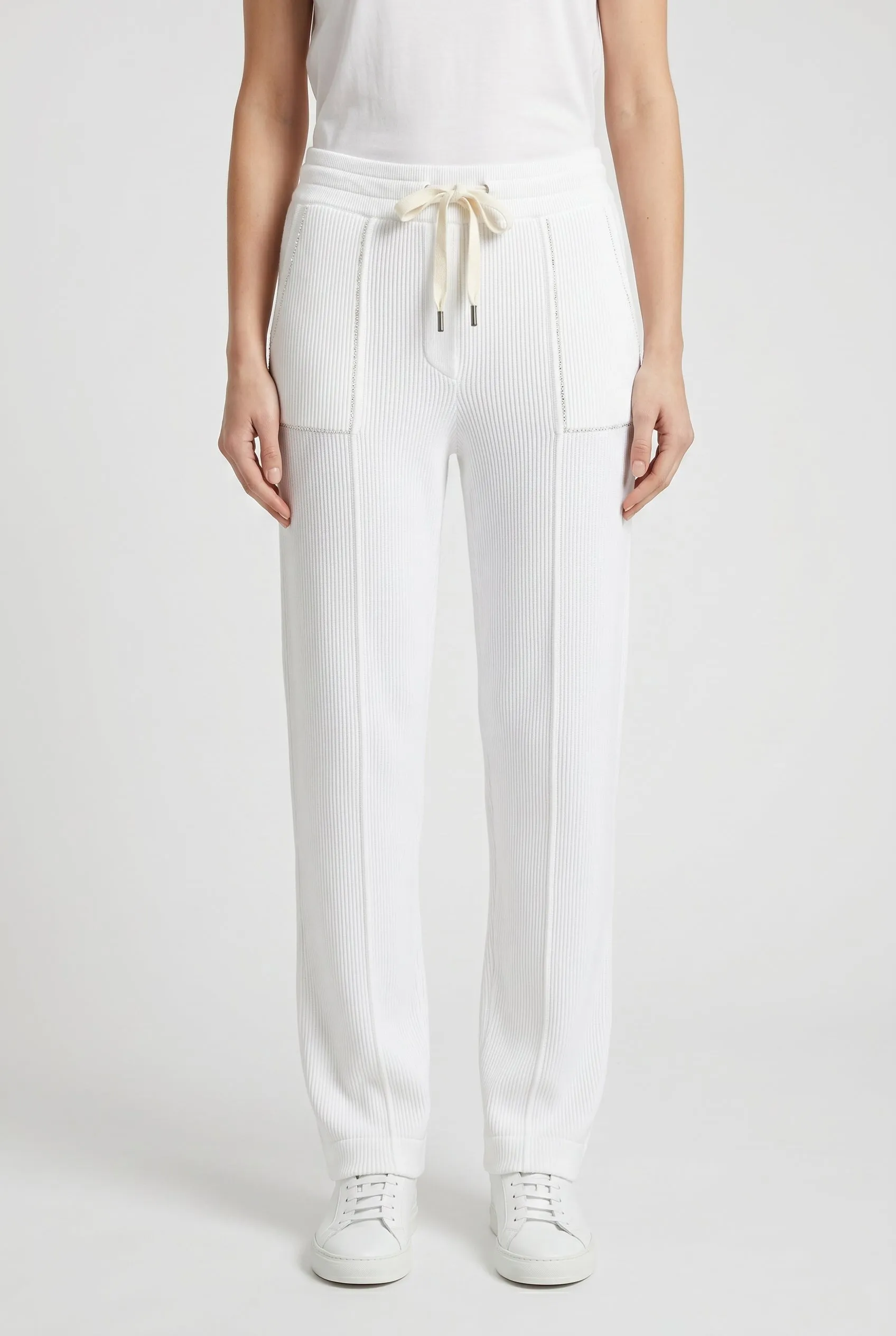 BRUNELLO CUCINELLI WOMEN'S WHITE RELAXED COTTON TROUSERS sold by Lord & Taylor