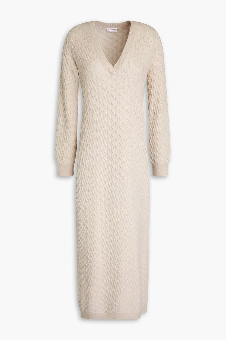 BRUNELLO CUCINELLI WOMEN'S BEIGE WOOL SILK DRESS sold by Lord & Taylor