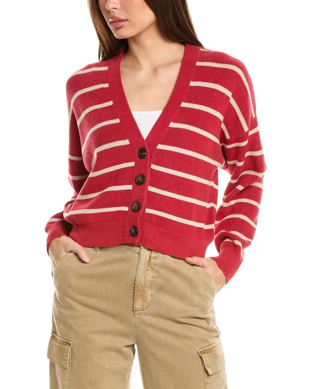 BRUNELLO CUCINELLI WOMEN'S RED STRIPED BUTTON SWEATER made by Brunello Cucinelli