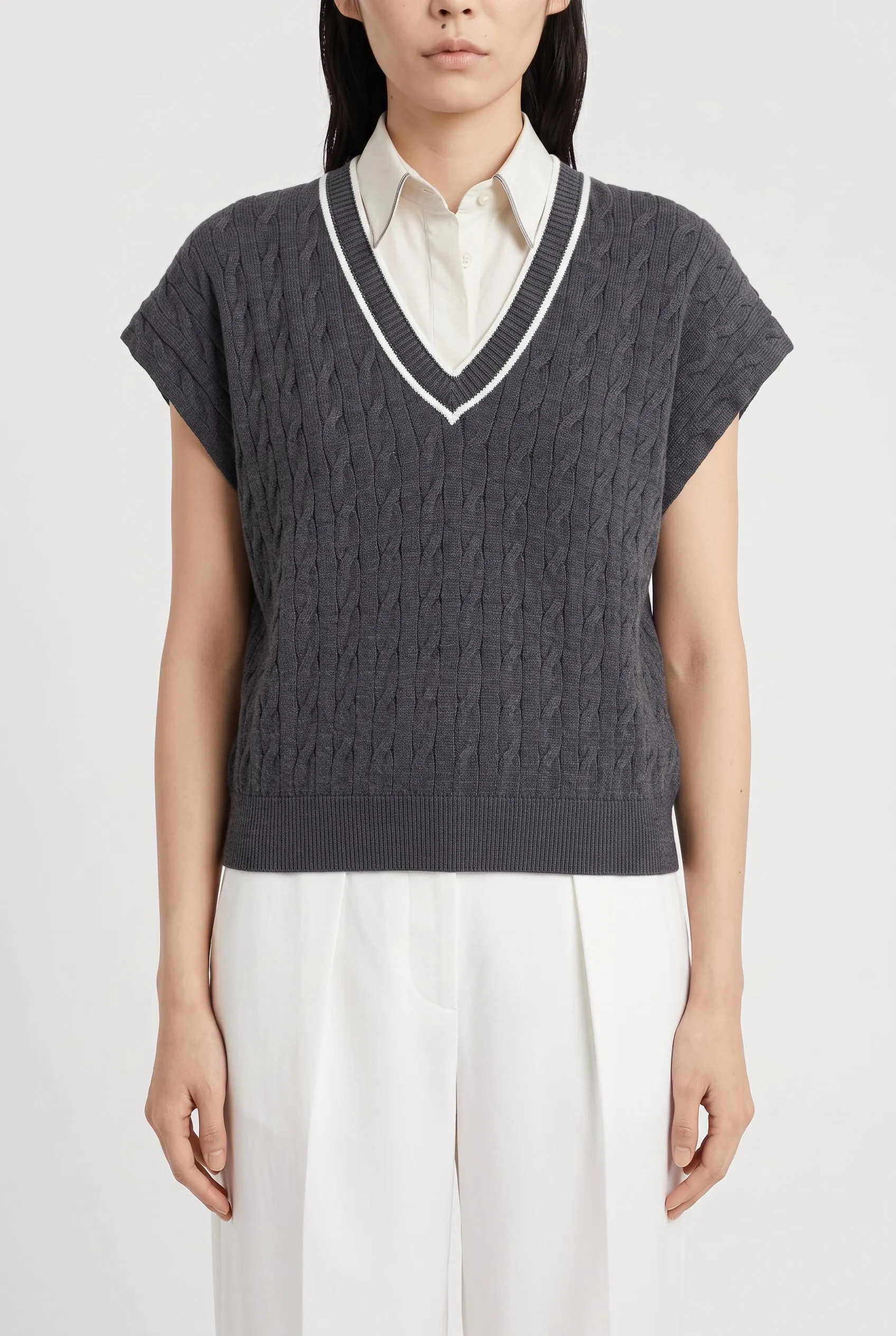 BRUNELLO CUCINELLI WOMEN'S DARK GREY COTTON SWEATER sold by Lord & Taylor