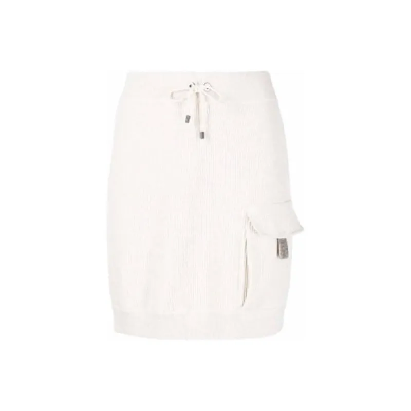 BRUNELLO CUCINELLI WOMEN'S CREAM KNIT SKIRT WITH POCKET made by Brunello Cucinelli