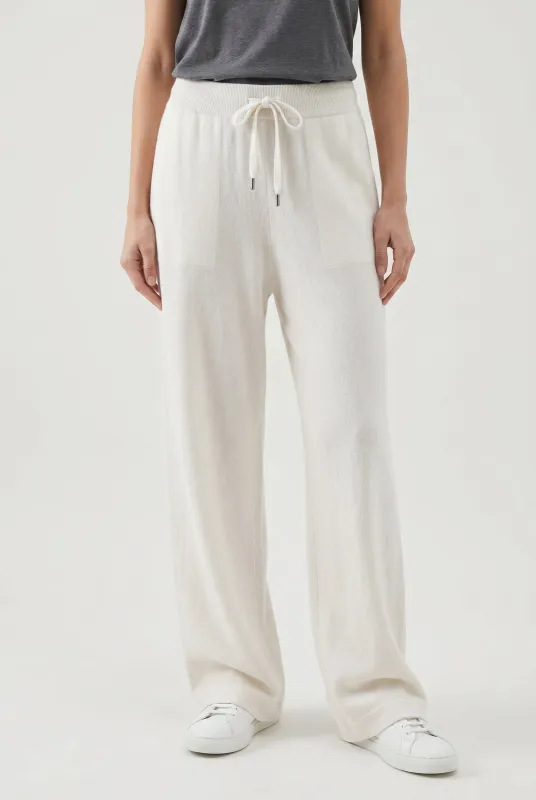 BRUNELLO CUCINELLI WOMEN'S OFF WHITE WOOL SILK WIDE TROUSERS made by Brunello Cucinelli