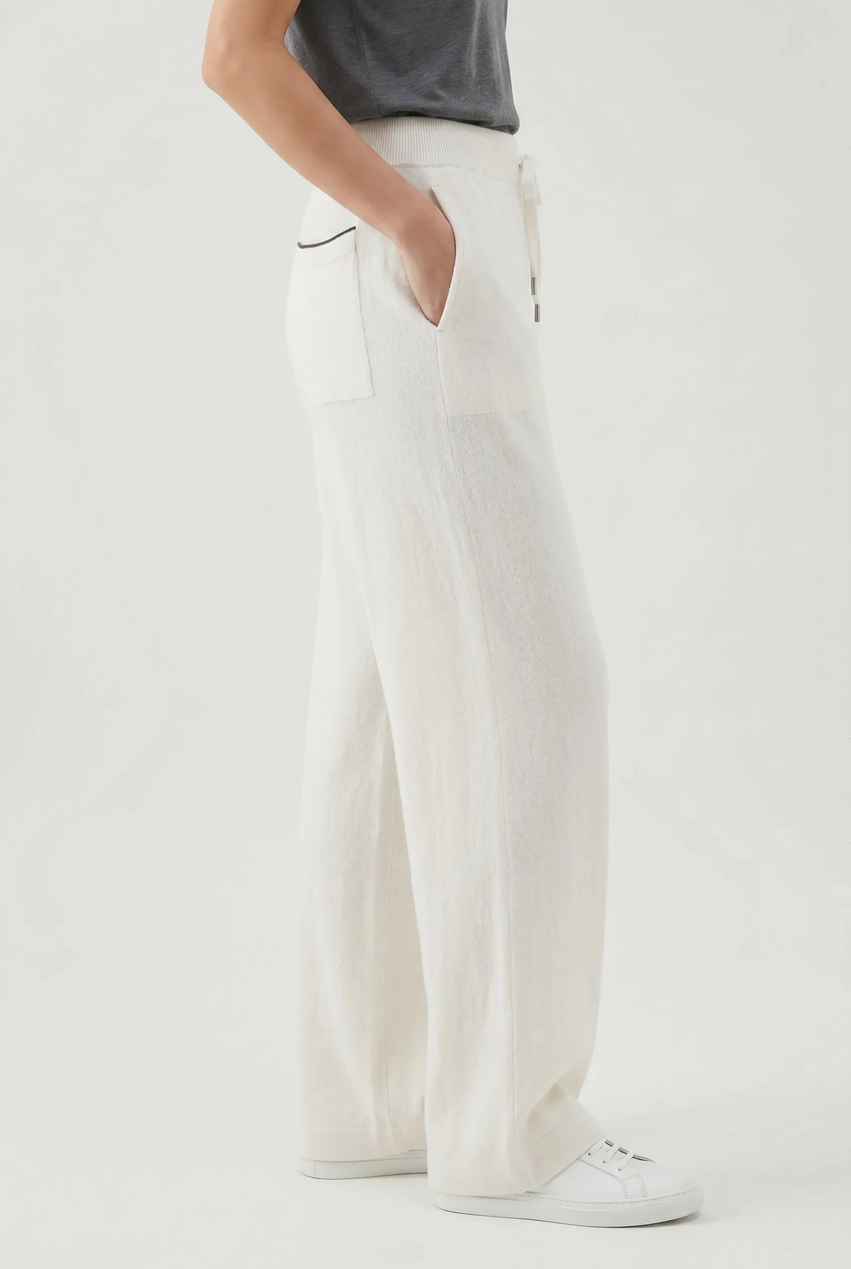BRUNELLO CUCINELLI WOMEN'S OFF WHITE WOOL SILK WIDE TROUSERS sold by Lord & Taylor product image thumbnail 4
