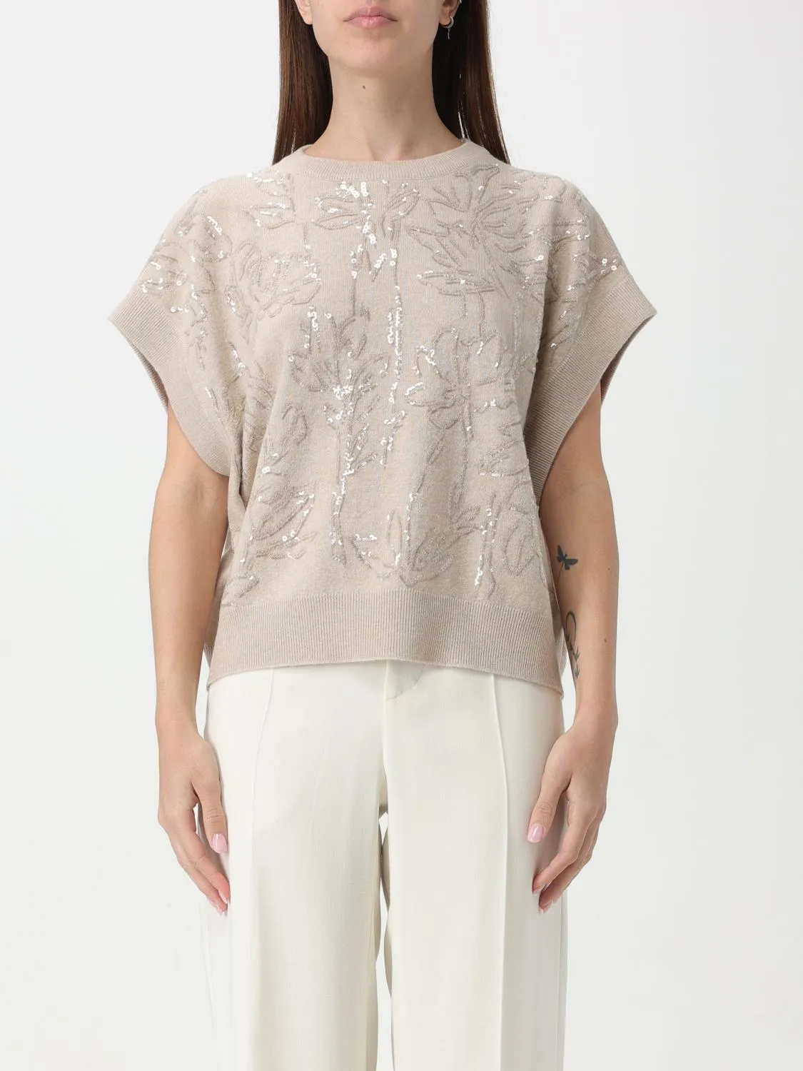 BRUNELLO CUCINELLI WOMEN'S BEIGE WOOL SILK SWEATER sold by Lord & Taylor