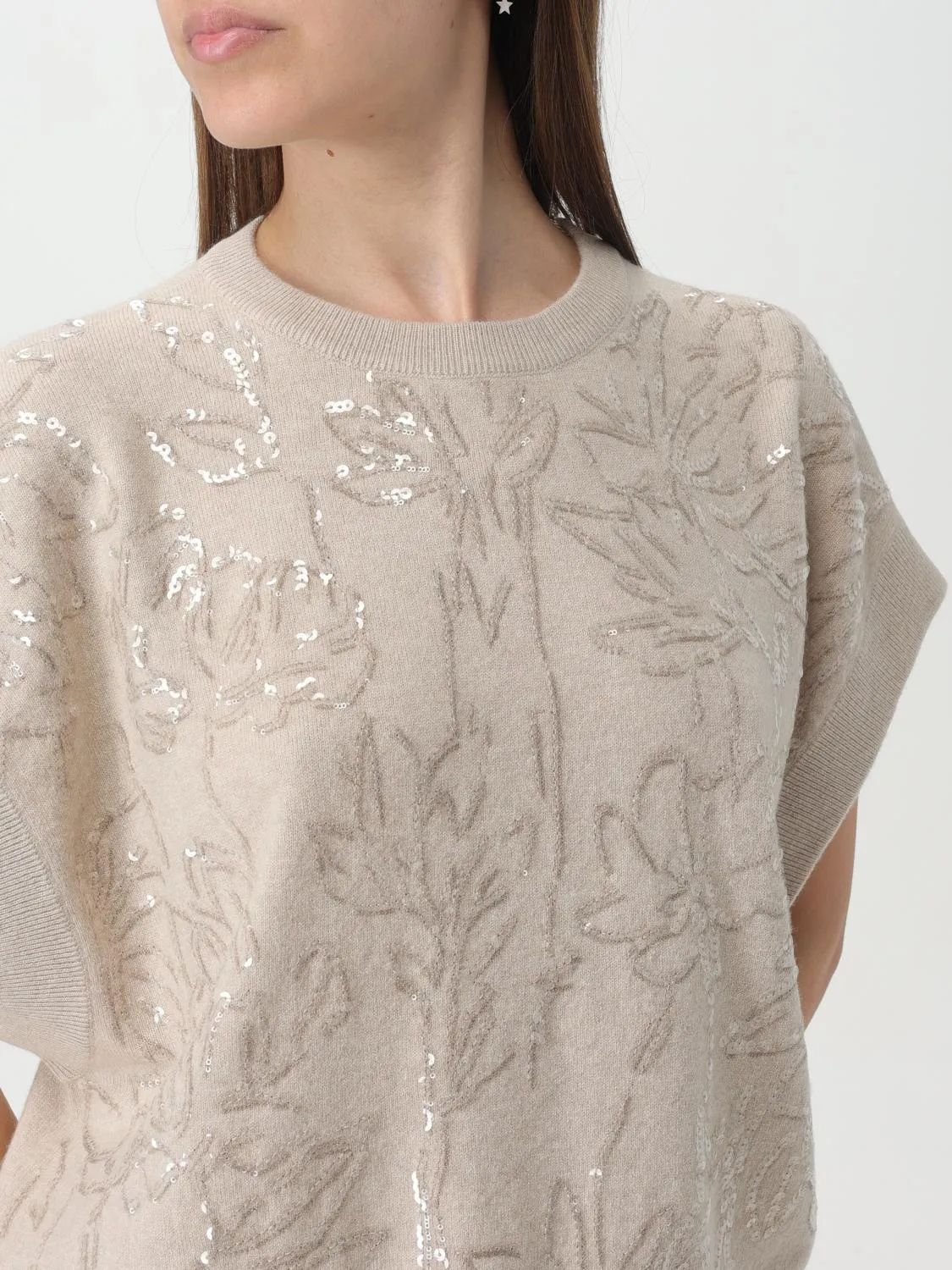 BRUNELLO CUCINELLI WOMEN'S BEIGE WOOL SILK SWEATER sold by Lord & Taylor product image thumbnail 2