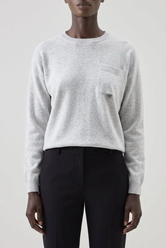 BRUNELLO CUCINELLI WOMEN'S LIGHT GREY WOOL SILK SWEATER made by Brunello Cucinelli