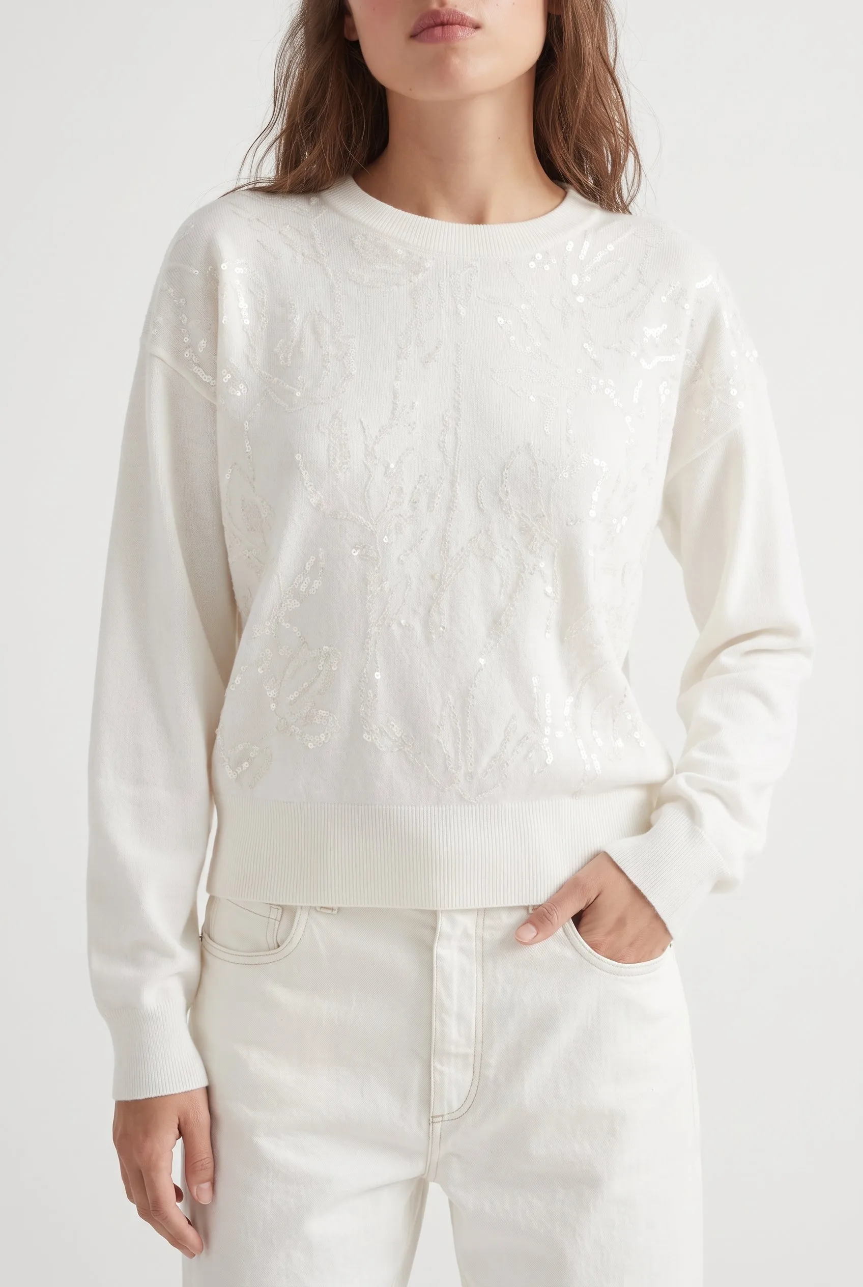 BRUNELLO CUCINELLI WOMEN'S WHITE WOOL SILK SWEATER sold by Lord & Taylor product image thumbnail 3