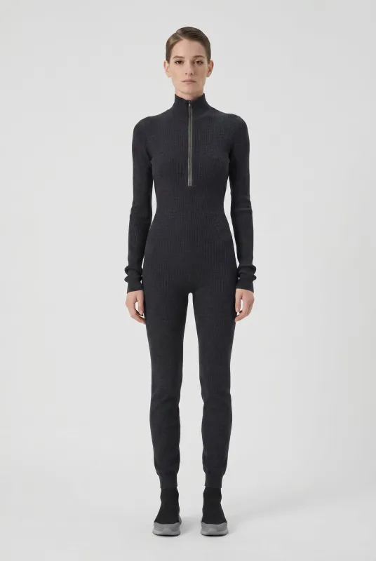 BRUNELLO CUCINELLI WOMEN'S DARK GREY WOOL KNIT JUMPSUIT made by Brunello Cucinelli