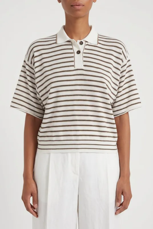 BRUNELLO CUCINELLI WOMEN'S WHITE STRIPED WOOL SHIRT made by Brunello Cucinelli