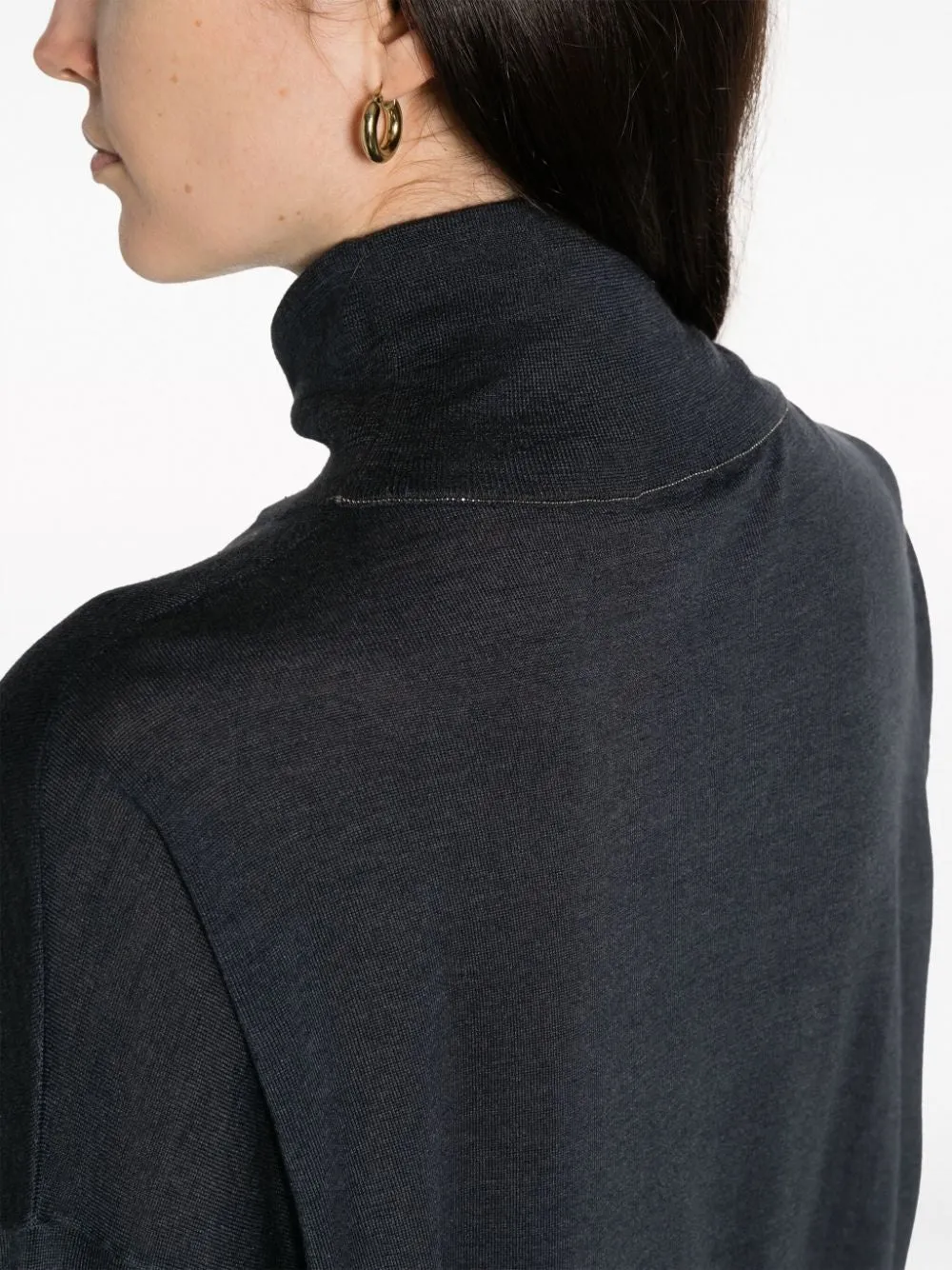 BRUNELLO CUCINELLI WOMEN'S DARK WOOL SILK MOCK NECK SHIRT sold by Lord & Taylor product image thumbnail 5
