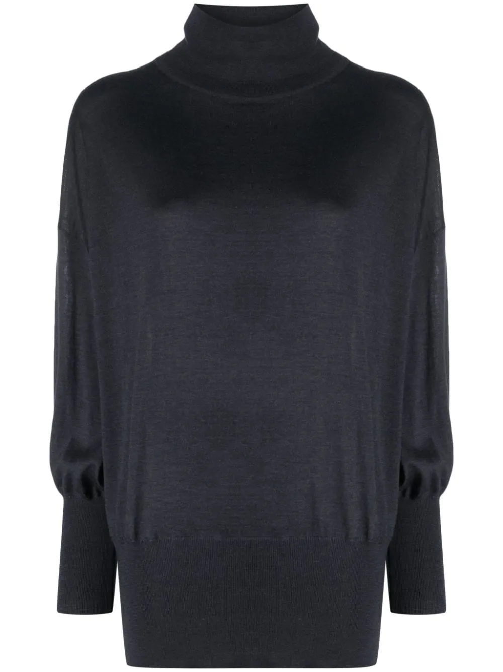 BRUNELLO CUCINELLI WOMEN'S DARK WOOL SILK MOCK NECK SHIRT sold by Lord & Taylor