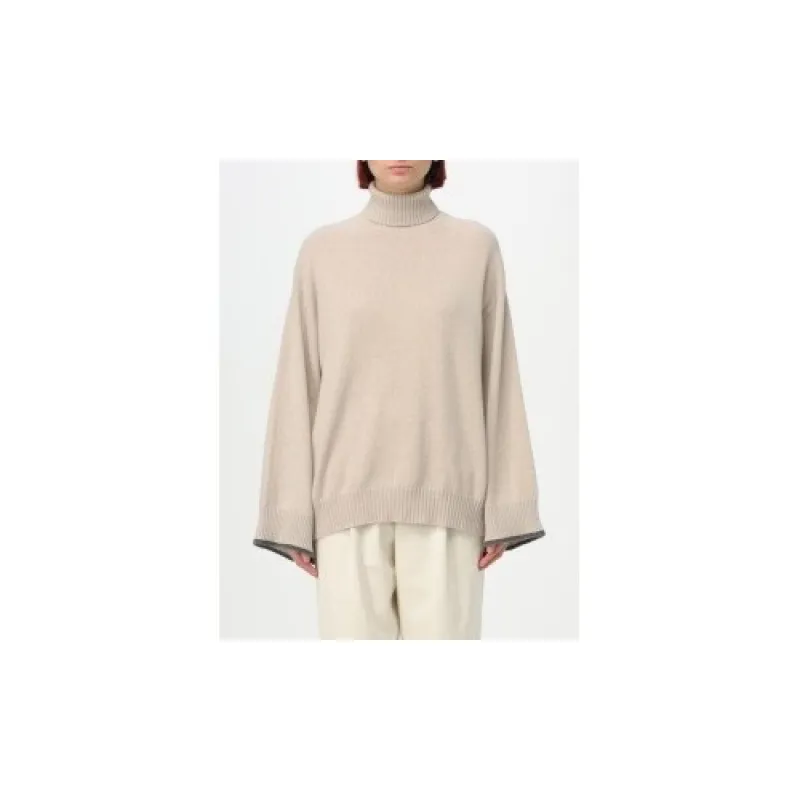 BRUNELLO CUCINELLI WOMEN'S BEIGE WOOL OVERSIZED SWEATER made by Brunello Cucinelli