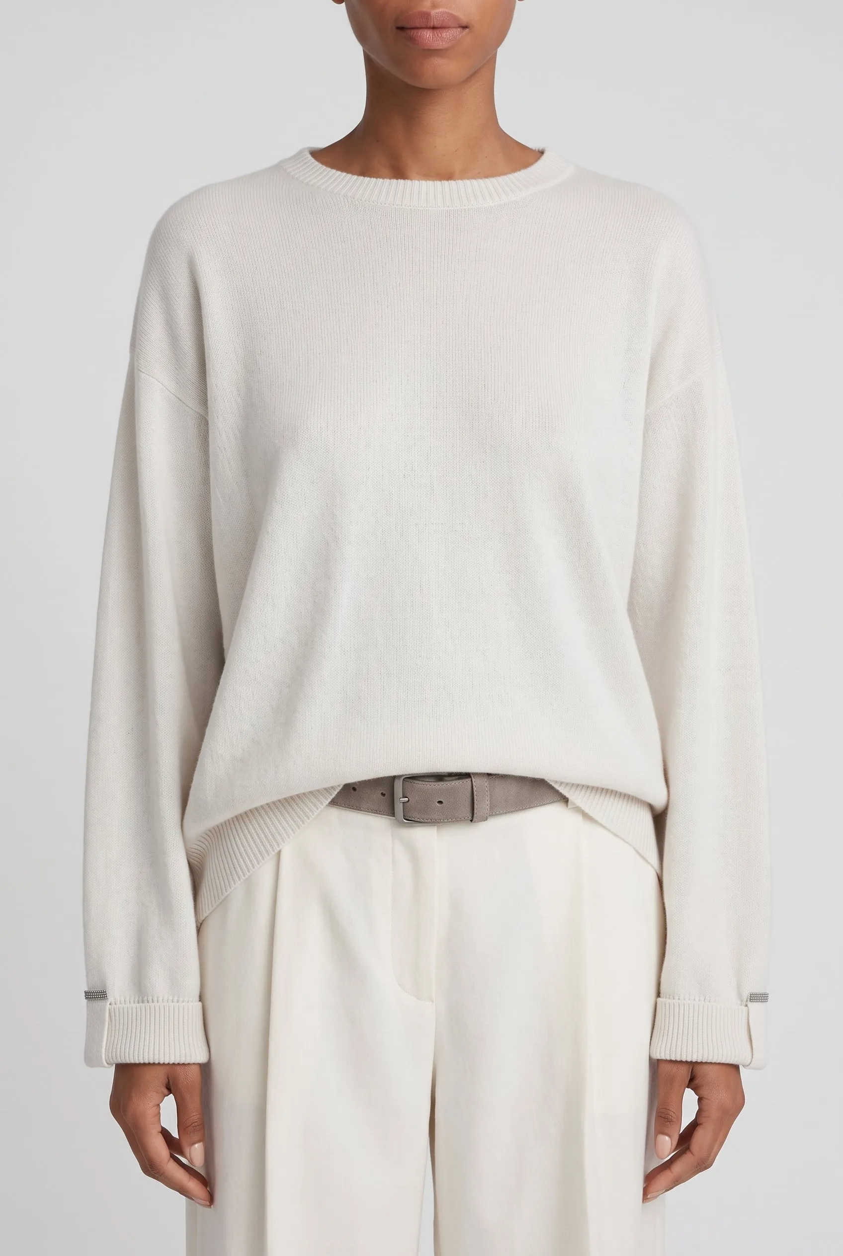 BRUNELLO CUCINELLI WOMEN'S WHITE WOOL RELAXED SWEATER sold by Lord & Taylor product image thumbnail 4