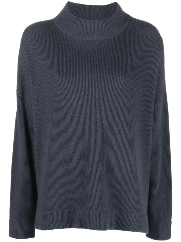 BRUNELLO CUCINELLI WOMEN'S DARK BLUE WOOL RELAXED SWEATER made by Brunello Cucinelli