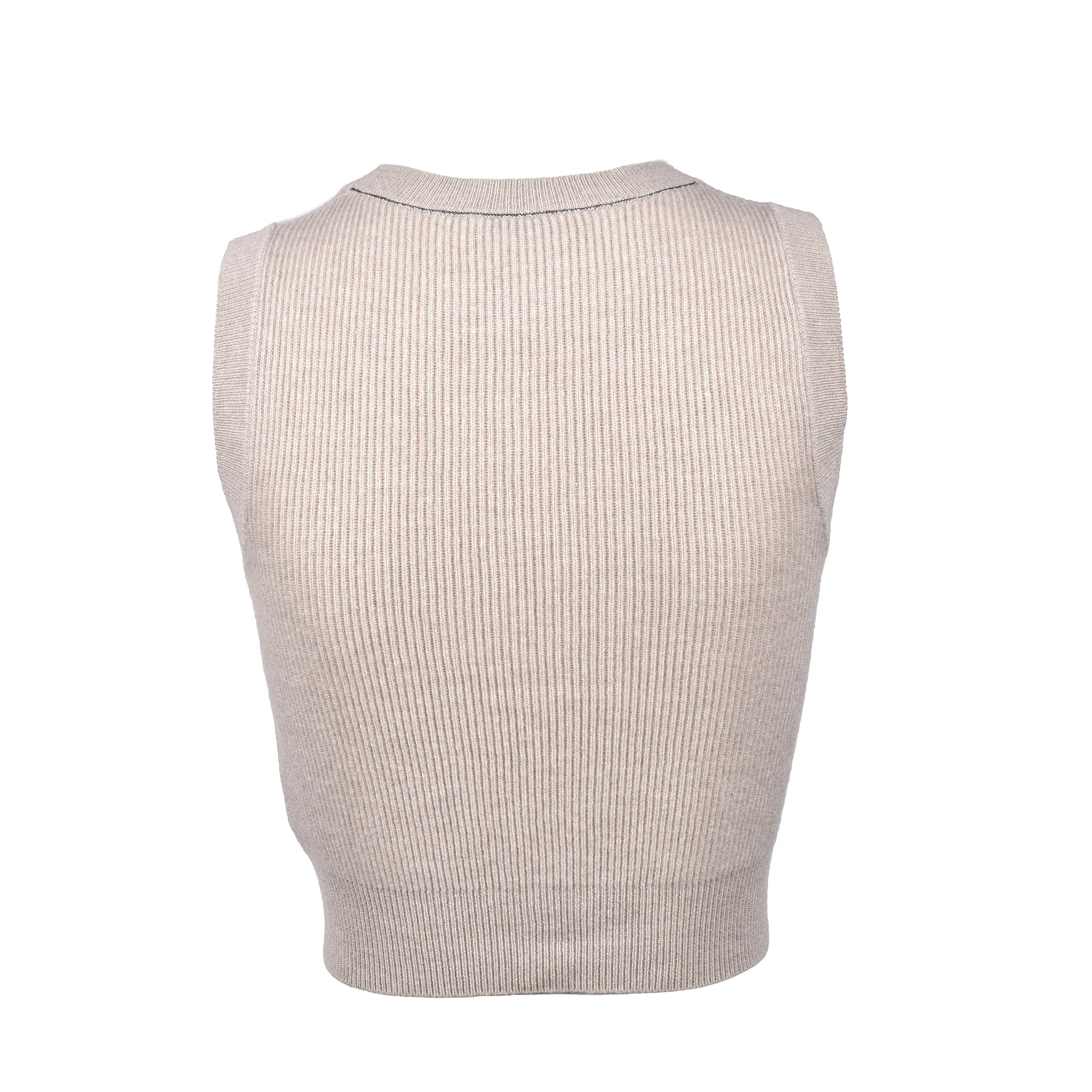 BRUNELLO CUCINELLI WOMEN'S BEIGE CASHMERE SLEEVELESS SWEATER sold by Lord & Taylor product image thumbnail 3