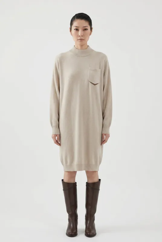 BRUNELLO CUCINELLI WOMEN'S LIGHT BEIGE WOOL SWEATER DRESS made by Brunello Cucinelli