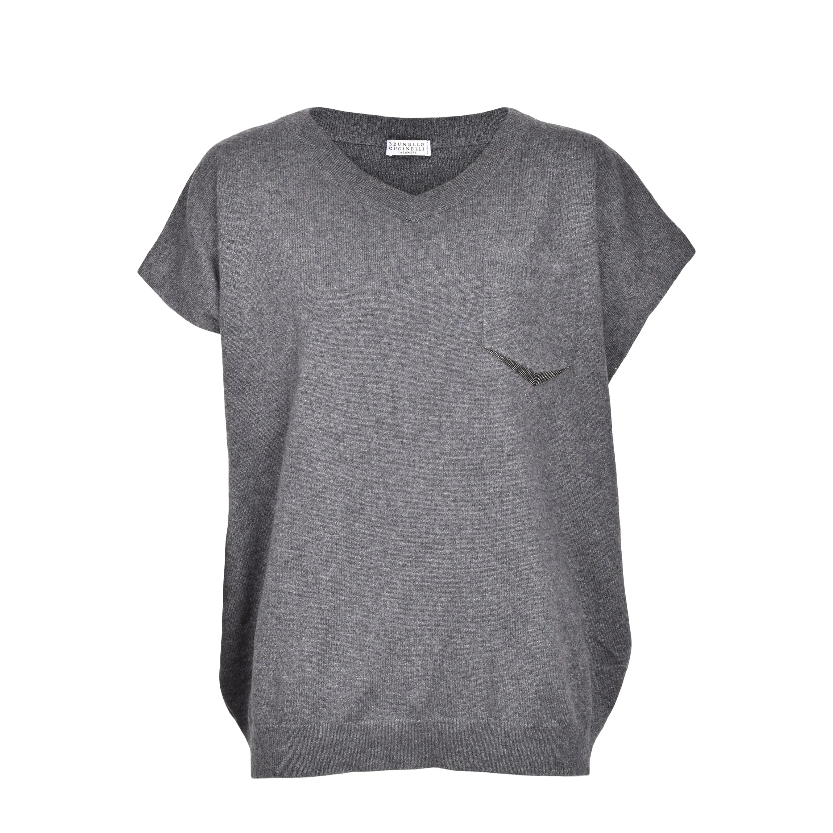 BRUNELLO CUCINELLI WOMEN'S GRAY CASHMERE SHORT SLEEVE SWEATER sold by Lord & Taylor