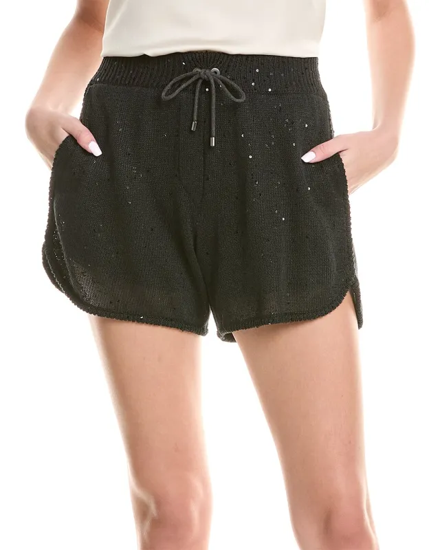 BRUNELLO CUCINELLI WOMEN'S BLACK LINEN SILK SHORTS made by Brunello Cucinelli