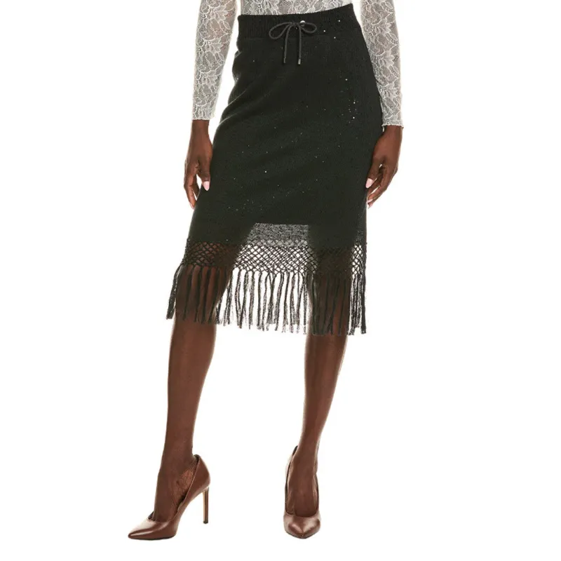 BRUNELLO CUCINELLI WOMEN'S BLACK SILK BLEND PENCIL SKIRT made by Brunello Cucinelli