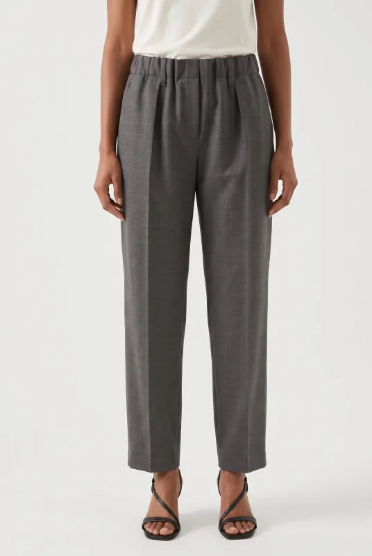 BRUNELLO CUCINELLI WOMEN'S GREY WOOL RELAXED TROUSERS made by Brunello Cucinelli