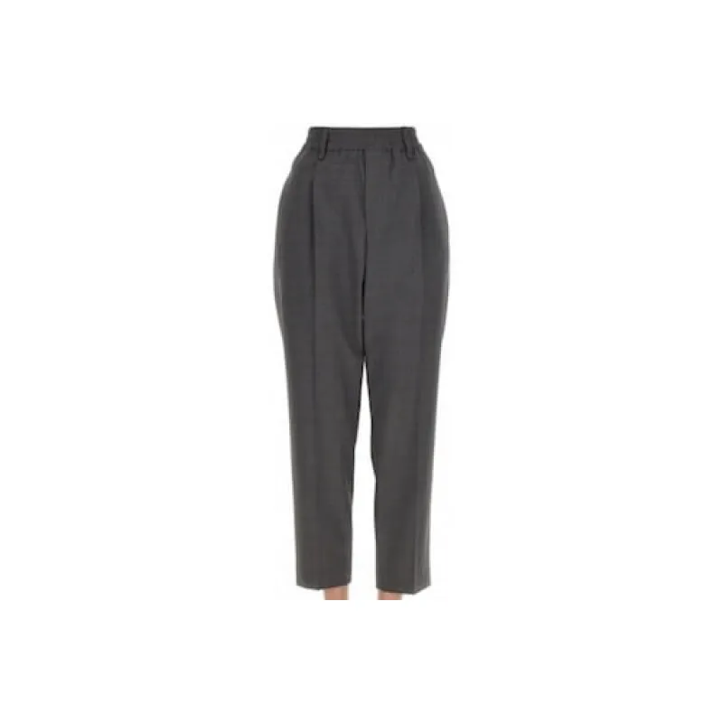 BRUNELLO CUCINELLI WOMEN'S DARK GREY WOOL TAPERED TROUSERS made by Brunello Cucinelli