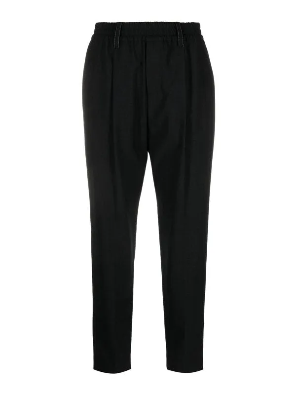 BRUNELLO CUCINELLI WOMEN'S BLACK WOOL TAPERED TROUSERS sold by Lord & Taylor