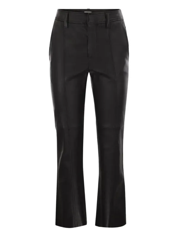 BRUNELLO CUCINELLI WOMEN'S BLACK LEATHER STRAIGHT TROUSERS made by Brunello Cucinelli