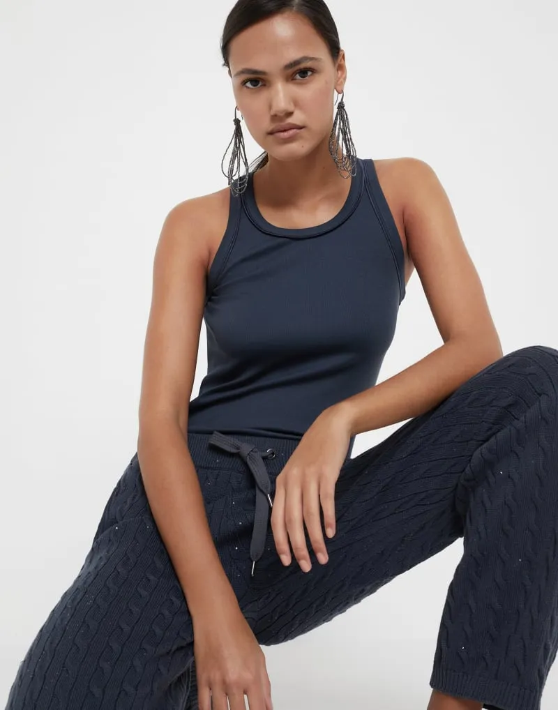 BRUNELLO CUCINELLI WOMEN'S DARK BLUE SLEEVELESS SHIRT sold by Lord & Taylor product image thumbnail 4