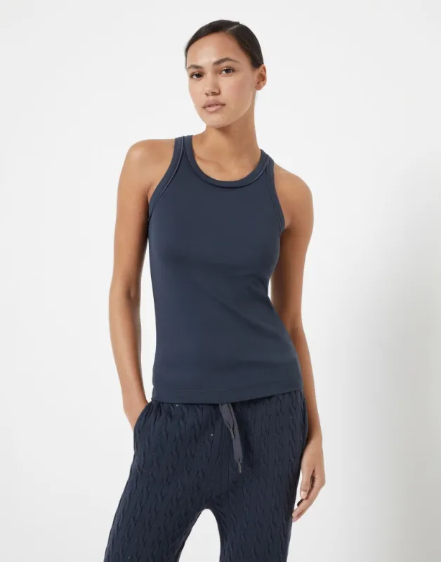 BRUNELLO CUCINELLI WOMEN'S DARK BLUE SLEEVELESS SHIRT made by Brunello Cucinelli