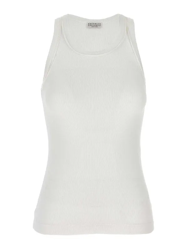 BRUNELLO CUCINELLI WOMEN'S WHITE RIBBED COTTON SHIRT sold by Lord & Taylor