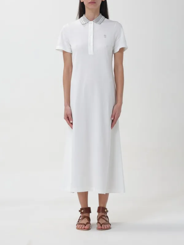 BRUNELLO CUCINELLI WOMEN'S WHITE POLO COLLAR DRESS made by Brunello Cucinelli