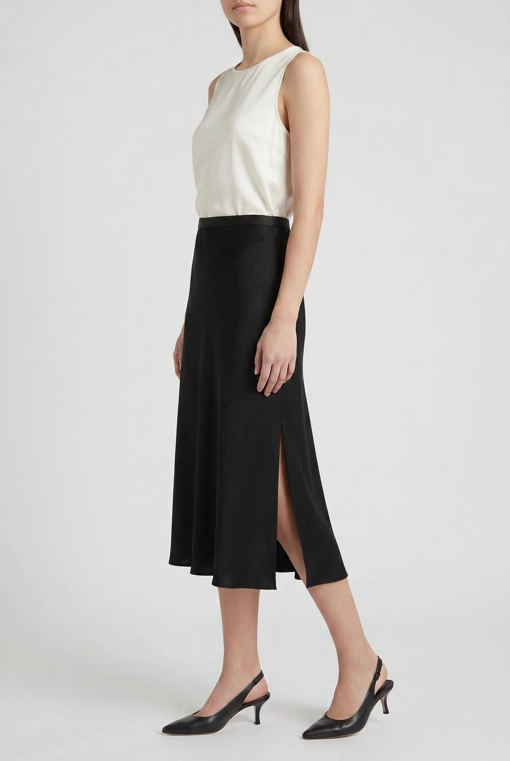 BRUNELLO CUCINELLI WOMEN'S BLACK SILK BLEND MIDI SKIRT sold by Lord & Taylor product image thumbnail 3