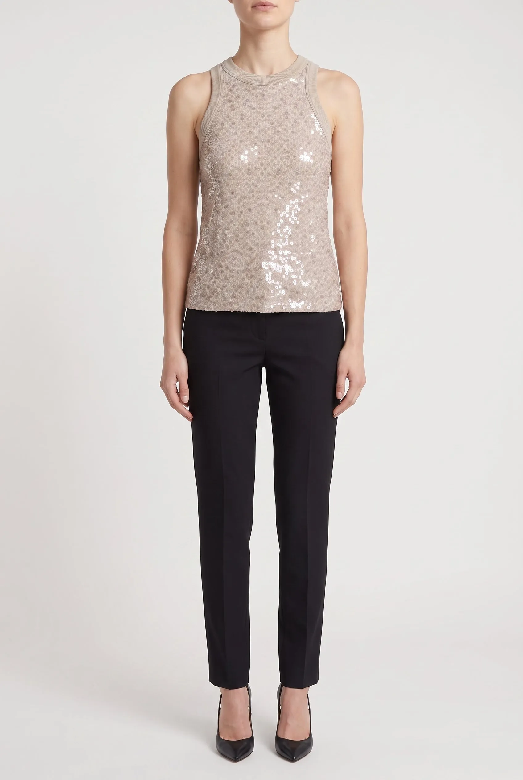 BRUNELLO CUCINELLI WOMEN'S LIGHT BEIGE SEQUIN TANK SHIRT sold by Lord & Taylor