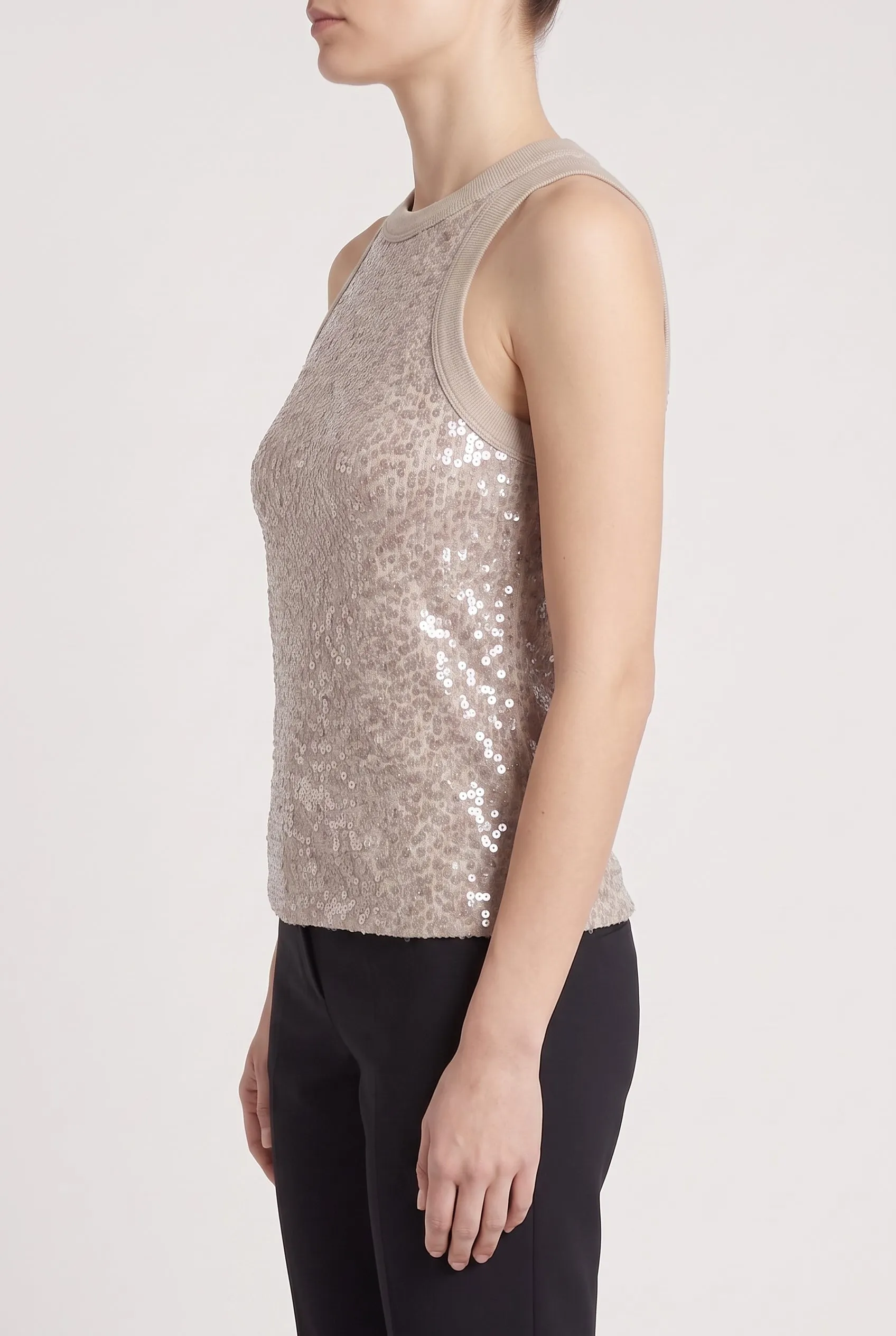 BRUNELLO CUCINELLI WOMEN'S LIGHT BEIGE SEQUIN TANK SHIRT sold by Lord & Taylor product image thumbnail 4