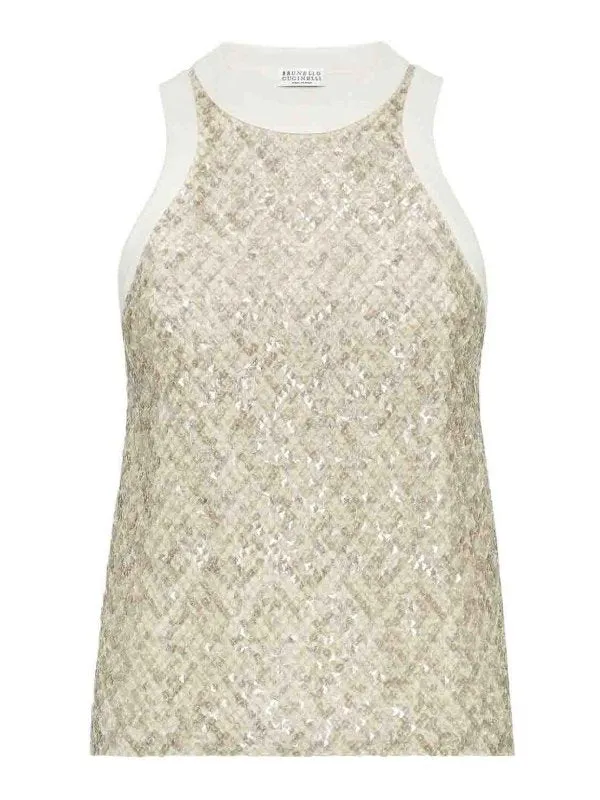 BRUNELLO CUCINELLI WOMEN'S WARM WHITE SEQUINED SHIRT sold by Lord & Taylor