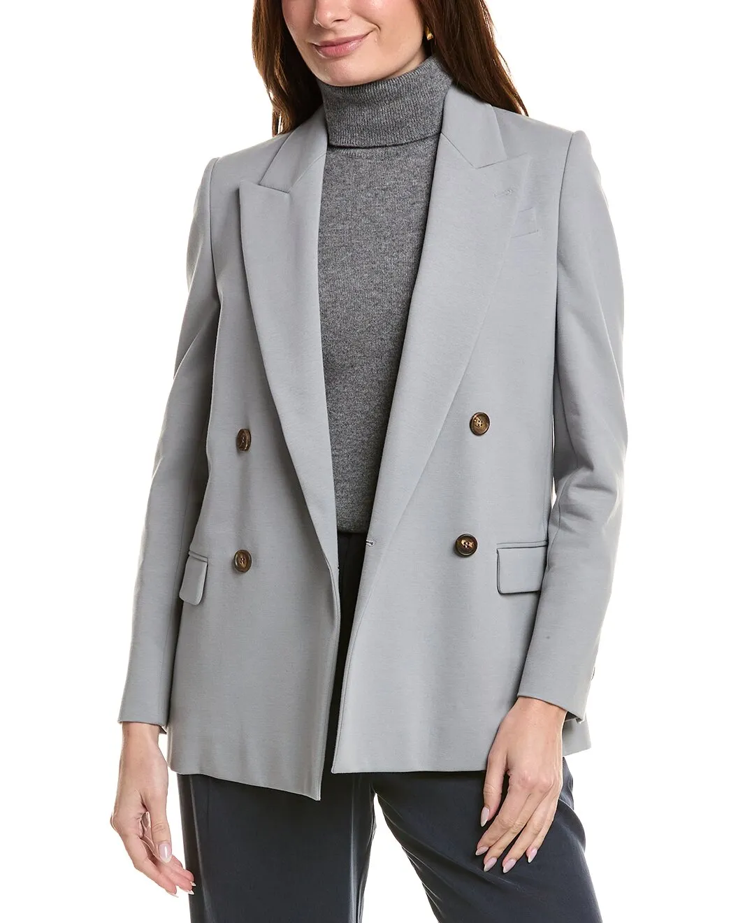 BRUNELLO CUCINELLI WOMEN'S LIGHT GREY DOUBLE BREASTED BLAZER sold by Lord & Taylor