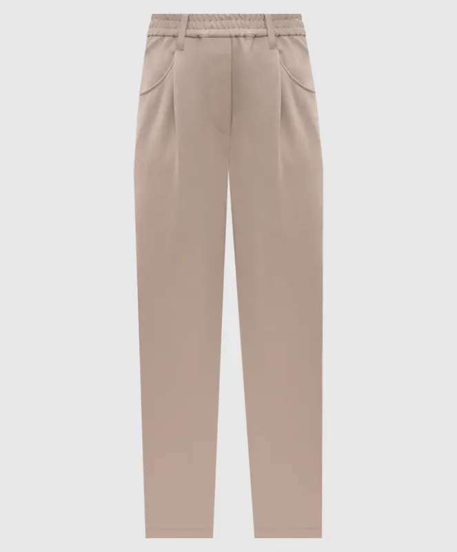 BRUNELLO CUCINELLI WOMEN'S BEIGE RELAXED COTTON PANTS made by Brunello Cucinelli