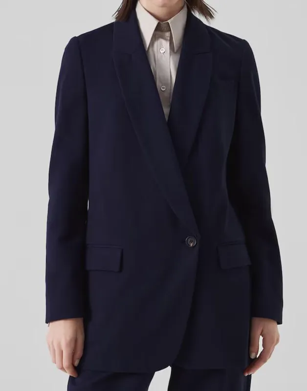 BRUNELLO CUCINELLI WOMEN'S NAVY TAILORED COTTON JACKET made by Brunello Cucinelli