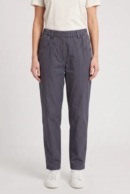 BRUNELLO CUCINELLI WOMEN'S DARK BLUE COTTON TROUSERS made by Brunello Cucinelli