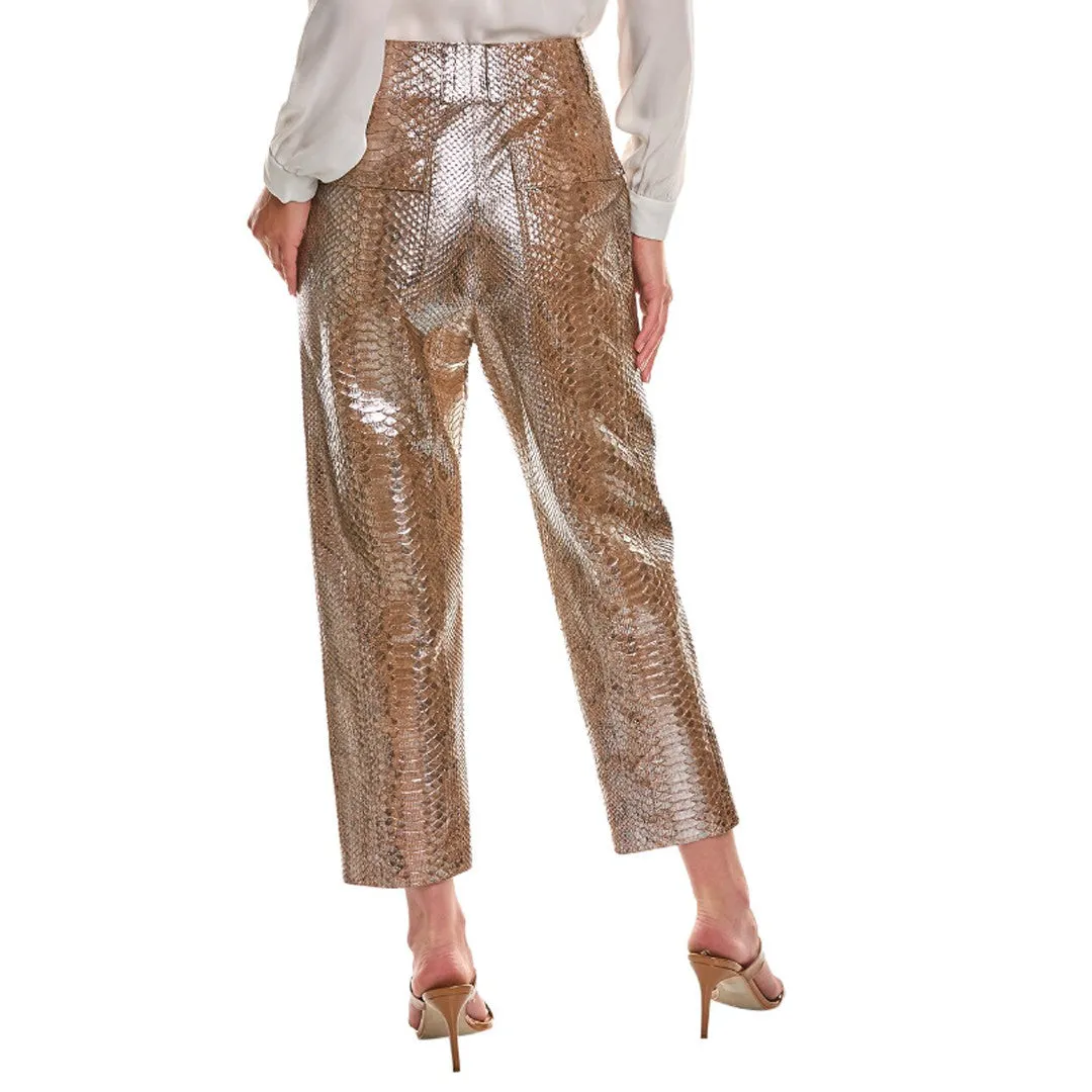 BRUNELLO CUCINELLI WOMEN'S GOLD LEATHER CROPPED TROUSERS sold by Lord & Taylor product image thumbnail 4